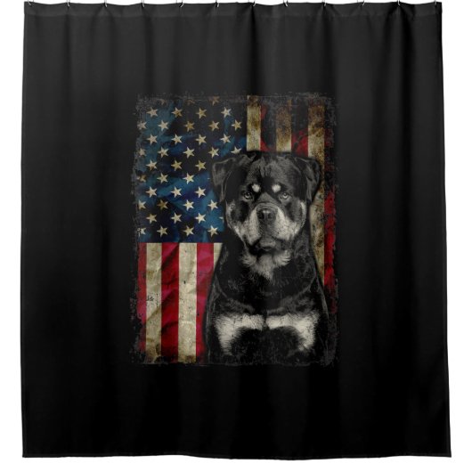 rottweiler hond 4 juli amerikaanse vlag patriottis douchegordijn (Voorkant)