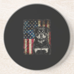 rottweiler hond 4 juli amerikaanse vlag patriottis zandsteen onderzetter