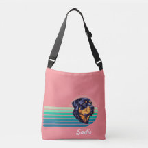 Rottweiler-hond aangepaste naam retro streep