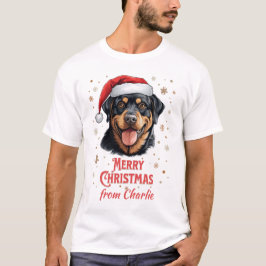 Rottweiler Hond als Santa Merry Christmas T-shirt