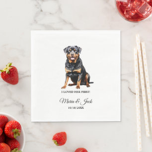 Rottweiler Hond bruiloft servetten met foto