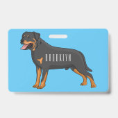 Rottweiler hond cartoon illustratie badge (Achterkant)