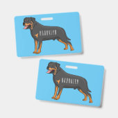 Rottweiler hond cartoon illustratie badge (Voor- en achterkant)