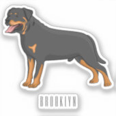 Rottweiler-hond cartoonillustratie sticker (Voorkant)