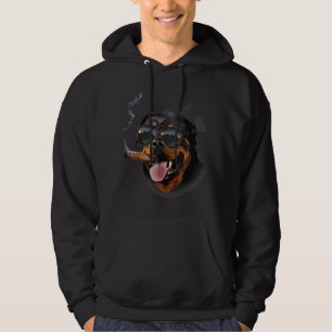 Rottweiler-hond draagt Aviator-zonnebril met sigaa Hoodie