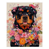 Rottweiler Hond en Bloemen 005 - Kleerjuweel Perfect Poster (Voorkant)