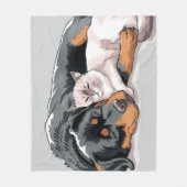 Rottweiler hond en kat fleece deken liefde knuffel (Voorkant)