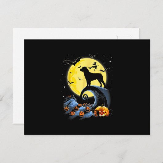 Rottweiler hond en maan grappige halloween kostuum feestdagenkaart (Voorkant / Achterkant)