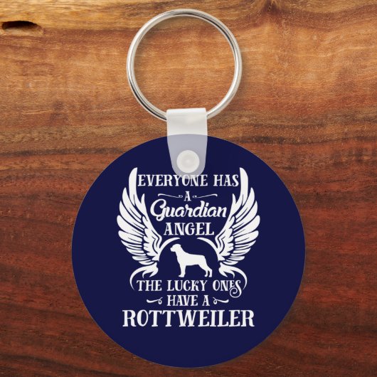 Rottweiler-hond-engel Sleutelhanger (Voorkant)