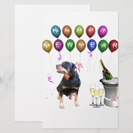 Rottweiler Hond Gelukkig Nieuwjaar Briefpapier (Voorkant / Achterkant)
