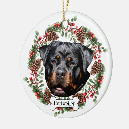 Rottweiler hond Gepersonaliseerd Huisdier Ornament (Links)
