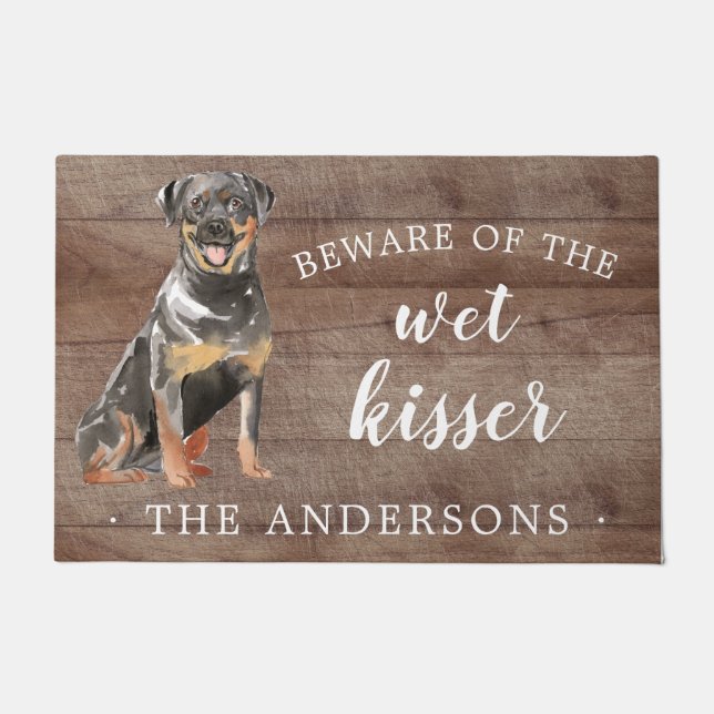 Rottweiler Hond Gepersonaliseerde Deurmat (Voorkant)