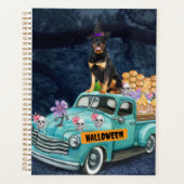 Rottweiler hond Halloween vrachtwagen enge nacht Planner (Voorkant)