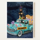 Rottweiler hond Halloween vrachtwagen enge nacht Planner (Achterkant)