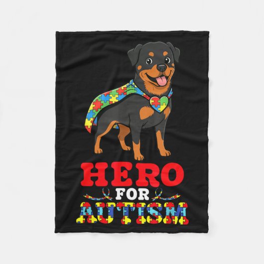 Rottweiler-hond held voor bewustwording autisme aa fleece deken (Voorkant)