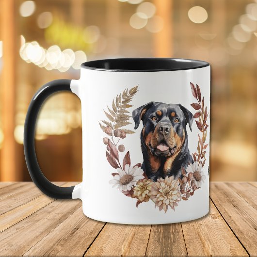 Rottweiler Hond Herfst Krans Mok