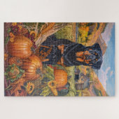 Rottweiler hond herfst oogst Thanksgiving Legpuzzel (Horizontaal)