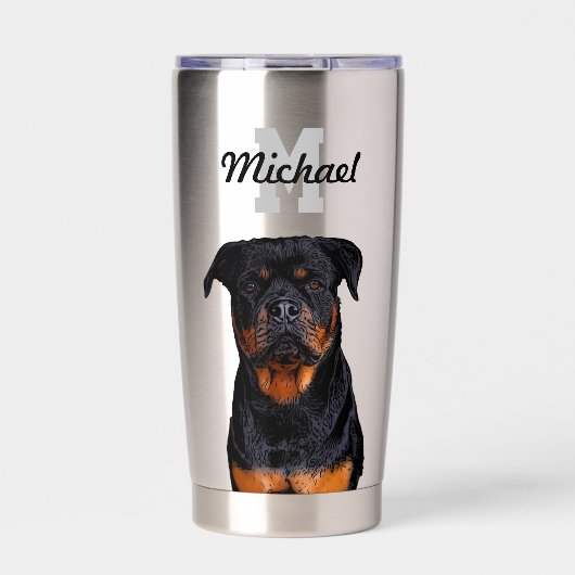 Rottweiler Hond Huisdier Monogram Hond Papa Fokker Geïsoleerde Drinkbeker (Voorkant)