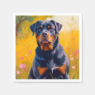 Rottweiler-hond huisdier portret schilderen aquare servet