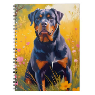 Rottweiler-hond huisdier portret schilderij aquare notitieboek