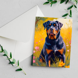Rottweiler-hond huisdier portret watercolor kaart