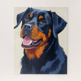 Rottweiler hond huisdier schilderij aquarel legpuzzel