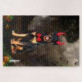 Rottweiler Hond in Halloween Kostuum Legpuzzel (Horizontaal)