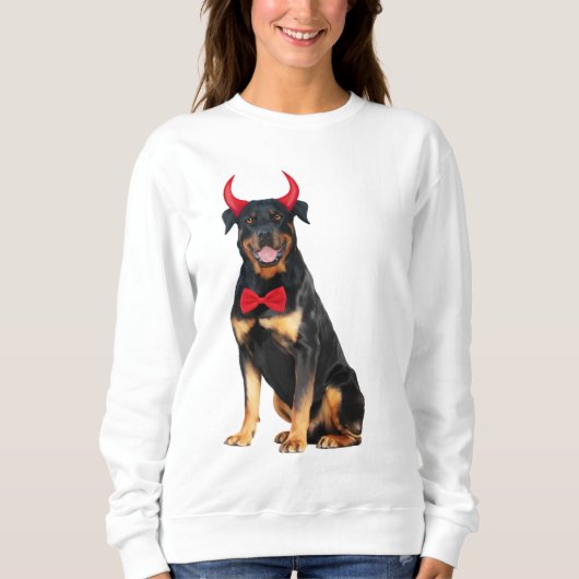 Rottweiler hond in Halloween Trui (Voorkant)