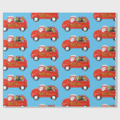 Rottweiler Hond in Kerst Leveringsvrachtwagen Cadeaupapier (Vlak)