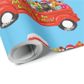 Rottweiler Hond in Kerst Leveringsvrachtwagen Cadeaupapier (Rol Hoek)