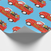 Rottweiler Hond in Kerst Leveringsvrachtwagen Cadeaupapier (Hoek)