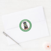 Rottweiler Hond in Rode en Groene Kerstsjaal Ronde Sticker (Envelop)