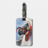 Rottweiler Hond in Sledge Laat het Sneeuw Kerstmis Bagagelabel (Achterkant verticaal)