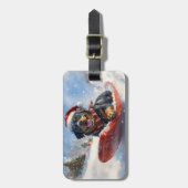 Rottweiler-hond in slee Laat het sneeuwen Kerstmis Bagagelabel (Voorkant verticaal)