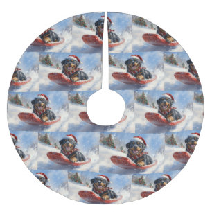 Rottweiler-hond in slee laat het sneeuwen Kerstmis Kerstboom Rok