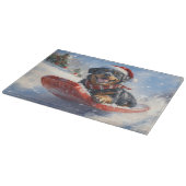 Rottweiler-hond in slee Laat het sneeuwen Kerstmis Snijplank (Hoek)