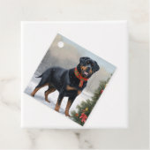 Rottweiler Hond in Sneeuw Kerstmis Bedankjes Labels (In situ)