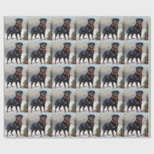 Rottweiler Hond in Sneeuw Kerstmis Cadeaupapier (Vlak)