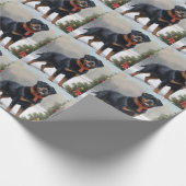 Rottweiler Hond in Sneeuw Kerstmis Cadeaupapier (Hoek)