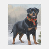 Rottweiler Hond in Sneeuw Kerstmis Fleece Deken (Voorkant)