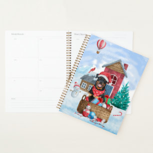 Rottweiler-hond in sneeuw Kerstmis Hondenhok Planner