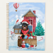 Rottweiler-hond in sneeuw Kerstmis Hondenhok Planner (Voorkant)