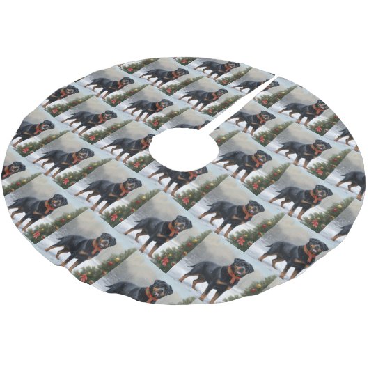 Rottweiler Hond in Sneeuw Kerstmis Kerstboom Rok (Gekanteld)