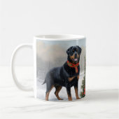 Rottweiler Hond in Sneeuw Kerstmis Koffiemok (Links)