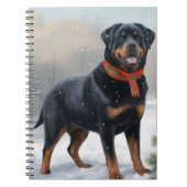 Rottweiler Hond in Sneeuw Kerstmis Notitieboek (Voorkant)