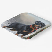 Rottweiler Hond in Sneeuw Kerstmis Papieren Bordje (Gebogen)