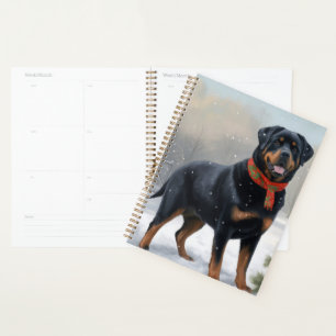 Rottweiler-hond in sneeuw Kerstmis Planner