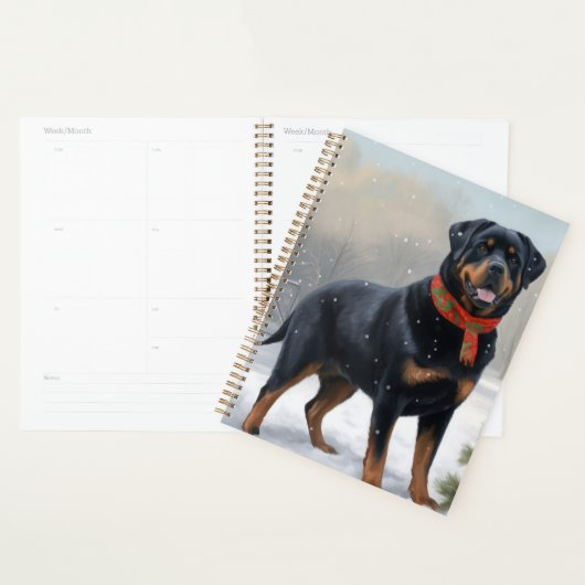 Rottweiler Hond in Sneeuw Kerstmis Planner (Display)