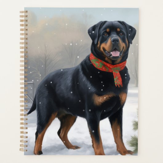Rottweiler Hond in Sneeuw Kerstmis Planner (Voorkant)