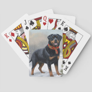 Rottweiler Hond in Sneeuw Kerstmis Pokerkaarten